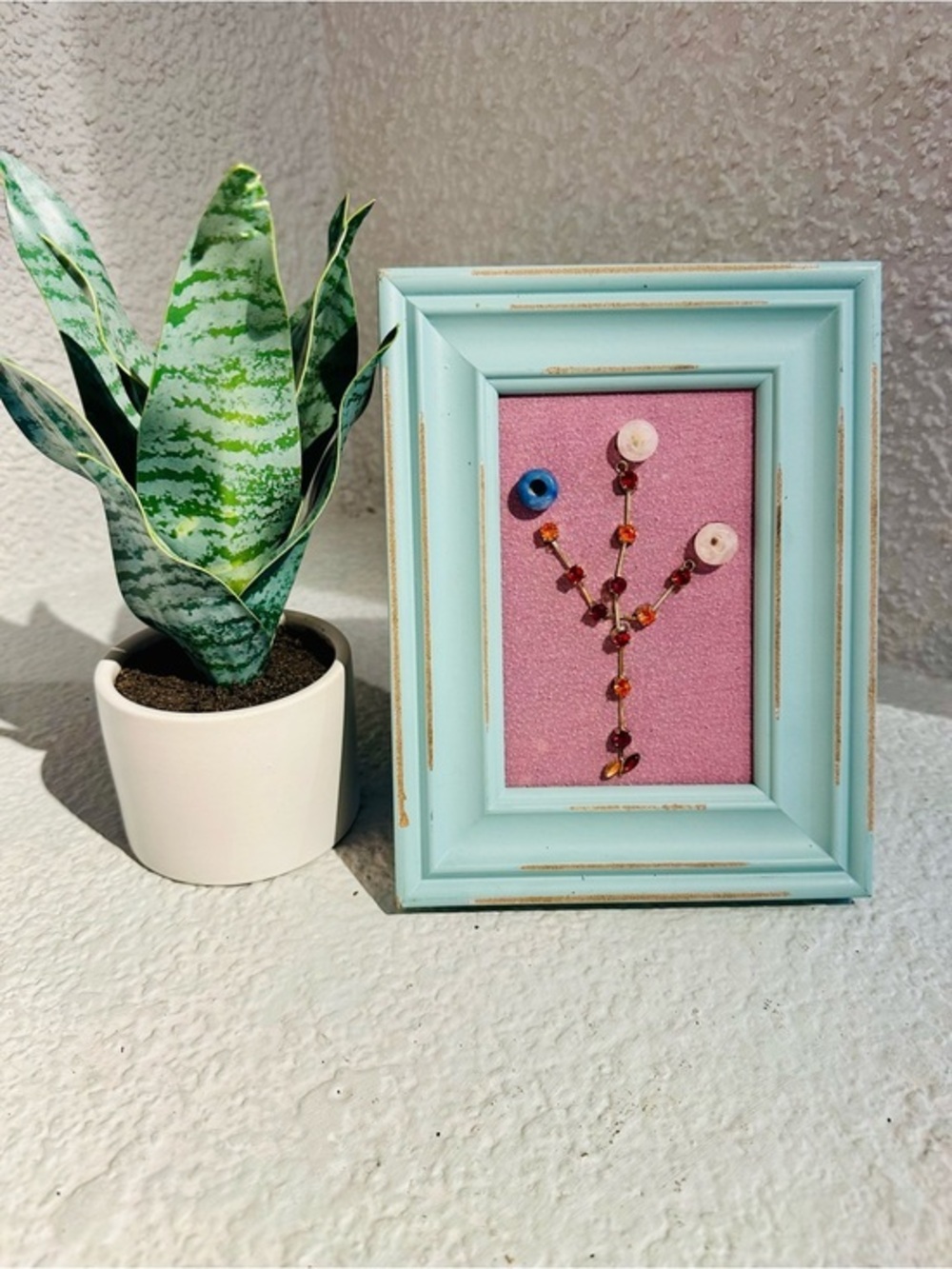 Framed Rhinestone Floral Mixed Media Wall Art